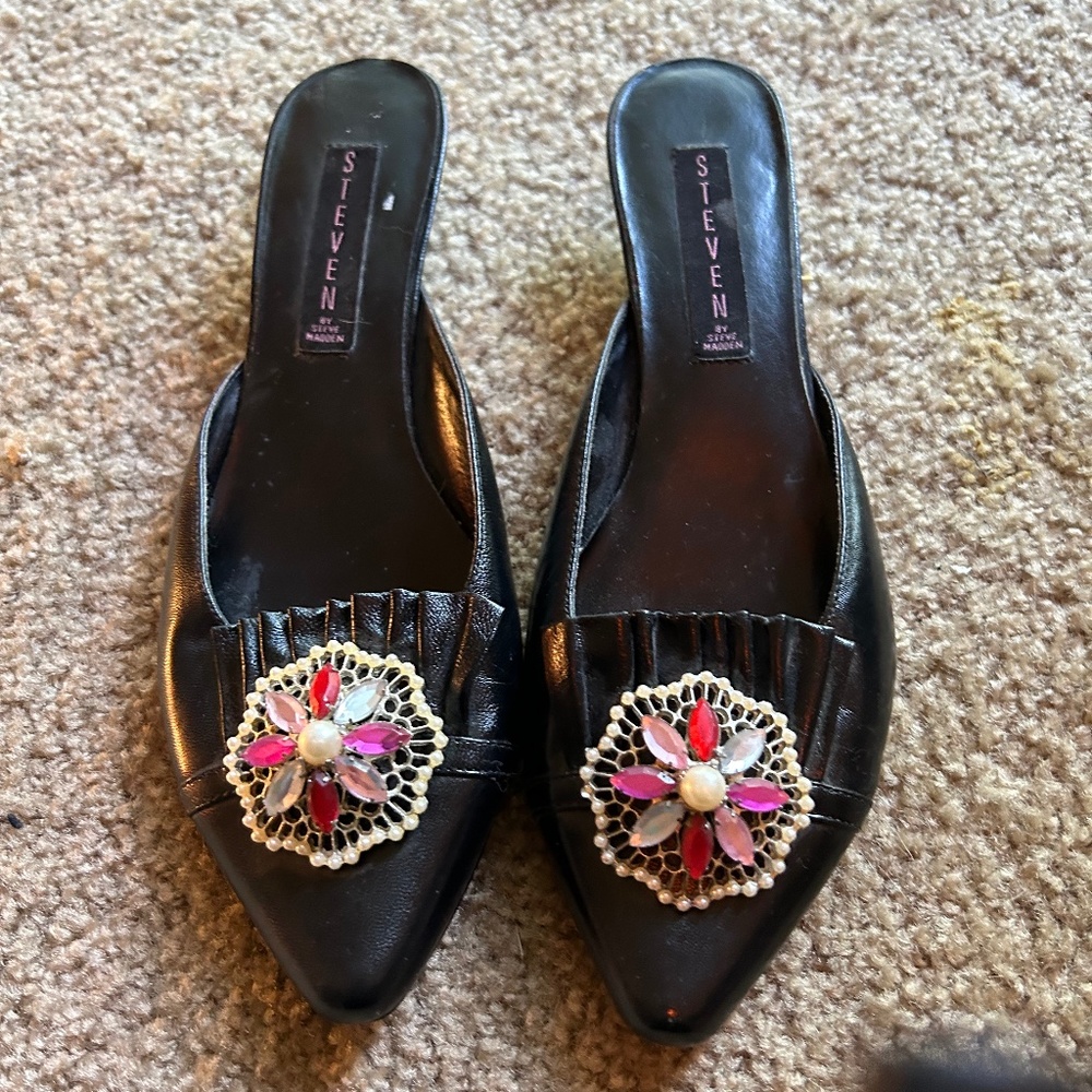 Seven7 Black Embellished Women's Mules